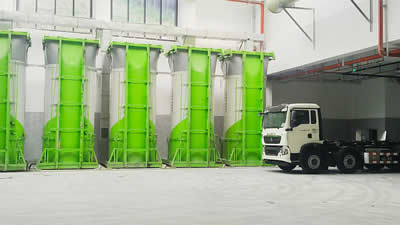 Estación de transferencia vertical de residuos